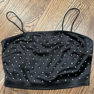 Black Suede Tank with Rhinestones